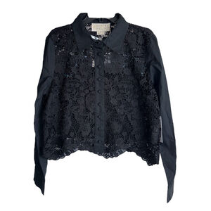 NWT‎ Mestiza Black Lace Blouse Women's Size XL